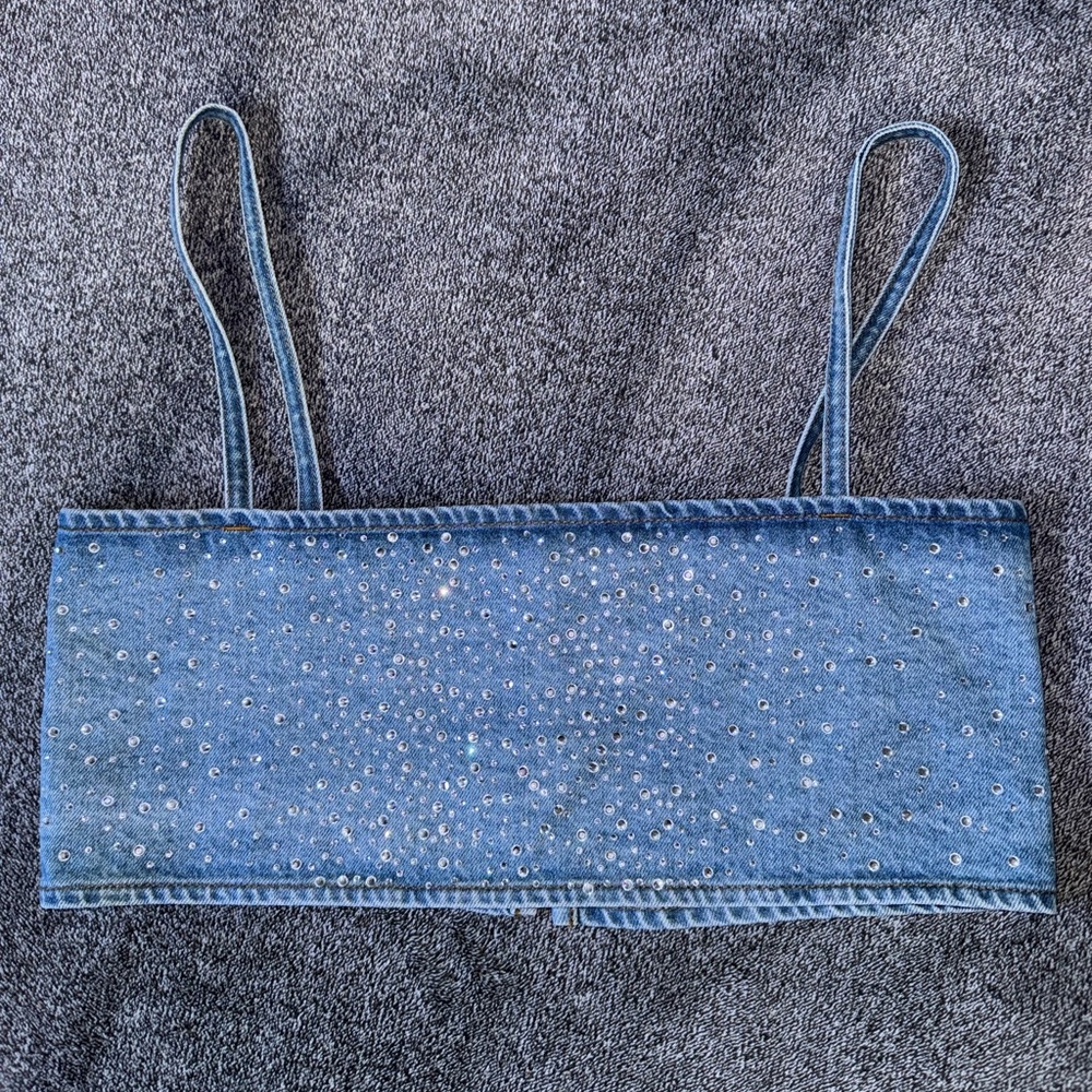 Zara Rhinestone Denim Top